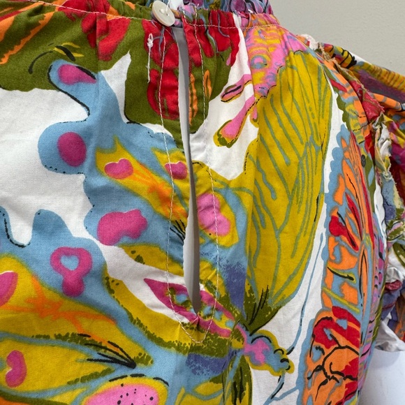 CAROLINE CONSTAS Papillon Flutter Sleeve Butterfly Floral Tiered Mini Dress - Picture 7 of 9